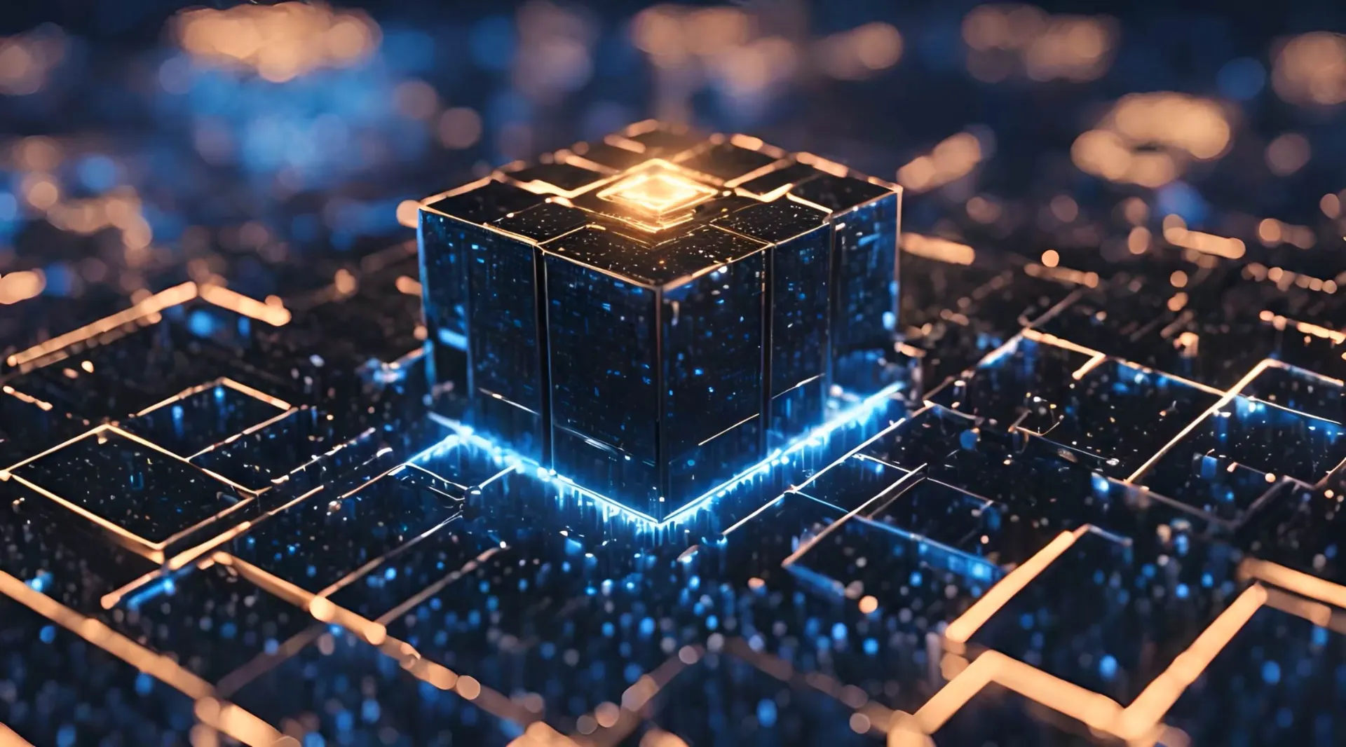 Neon Nexus Futuristic Cube Network Design Stock Video